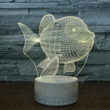 TD® Lampe optique poser décoratif tactile 7 couleurs illusion optique - modèle poisson - faible consommation câble USB ou 3 piles AA