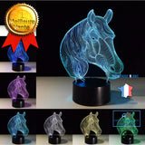 TD® Lampe à poser 3D LED Optique Veilleuse Tête de Cheval/7 Couleurs Changeantes Décoration/Chambre Bureau/ABS Acrylique /Décoration