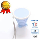 TD® Tasse à eau Portable Voyage Bleu Pliant Snack Tasse Sports En Plein Air Bain De Bouche Brossage Tasse Avec Couvercle Rétractable