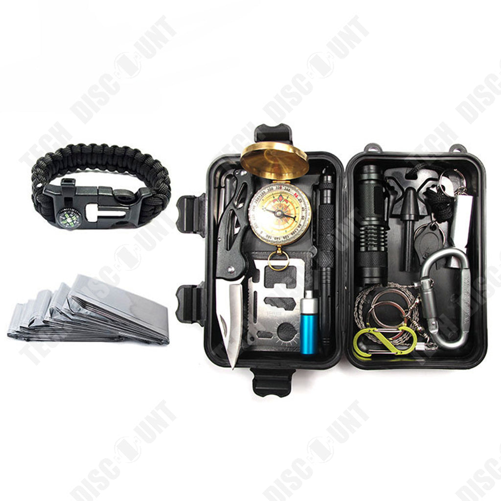 Jiubiaz Kit de Survie Multifonctionnel Trousse d'Urgence pour extérieur avec 18 outils- Kit de Jiubiaz Kit de Survie Multifonctionnel Trousse d'Urgence pour extérieur avec 18 outils- Kit de