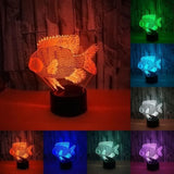 TD® Lampe optique poser décoratif tactile 7 couleurs illusion optique - modèle poisson - faible consommation câble USB ou 3 piles AA