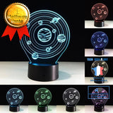 TD® Lampe LED 3D Univers Planète/Table Illusion Univers Bureau/7 Changement de Couleur/Nuit Lumières Lampe de Table Enfants Veilleus