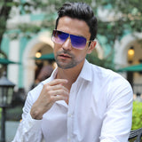 TD® Lunettes de soleil pour hommes One Piece Fashion Big Square Lunettes de soleil pour hommes Tir de rue européen et américain