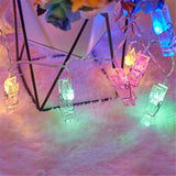 TD® Guirlande lumineuse LED Photo Clips étoiles Pile, de 20 lumières blanc chaud 3 m Transparent, fête d'anniversaire, mariage