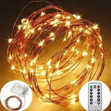 TD® Guirlande Lumineuse LED à pile100 LED 10M Guirlande Lumineuse avec télécommande Fil cuivre