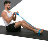 TD® -Extenseur Musculation Élastique de Résistance Exerciceur Rameur Abdominale Jambe Fitness Sport-bleu