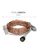 TD® LED 10m - Fil de cuivre avec télécommande 8 modes éclairage réglable - 100 LEDs multicolore intérieur e