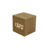 TD® réveil en bois cube numérique led horloge enfant matin lumineux de voyage digital petite thermometre gros chiffres design pas ch