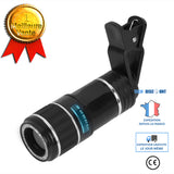 TD® Objectif pour smartphone 12X optique zoom télescope caméra objectif clip télescope de téléphone portable couleur noir bleu