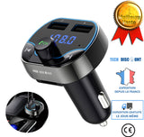 TD® Transmetteur FM Smart Charge Rapide Navigation Vocale en Voiture/Téléphone Mains Libres Bluetooth Lecteur MP3 T24