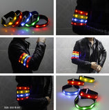 TD® Bracelet lumineux sport led rouge orange fluo brassard de sécurité réglable vélo marche lumière clignotante haute visibilité cou