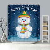 Coffrets cadeaux de Noël en tissu imperméable de rideau de douche de salle de bains de neige et 12 crochets