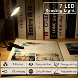 TD® 2PCS Lampe de Lecture Livre à poser, 7 LED Lumière Blanche Froide et Chaude, flexible rechargeable Veilleuse de Chevet de nuit