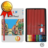 Ensemble de stylos en carbone 12 couleurs boîte fer couleur crayon carbonisé dessin écriture croquis art peinture ensemble ou