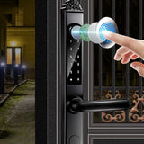 TD® Serrure intelligente wifi de style européen en acier inoxydable, porte en fer de cour creuse, serrure d'empreinte digitale étanc