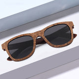TD® Lunettes de soleil polarisées Européennes et américaines peau liège ébène sandwich hommes et femmes mode lunettes de soleil en b