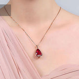 Collier pendentif en or rose en forme de goutte de tempérament chaîne de clavicule de mode collier en or rose cadeau de vacan