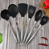 TD® Ustensile de cuisine, 6 pièces Silicone 304 en acier inoxydable Ensemble d'ustensiles de cuisine Gadget de cuisine Tools6,351