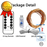 TD® Guirlande lumineuse led usb, [2 pack]10m 100LED fil d'argent avec Télécommande ,8 Modes (Couleur).