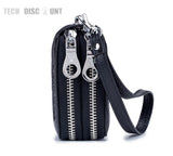 TD® Portefeuille en Cuir PU Couleur Bleu Nuit/ Femme 19 x 9 cm Fermeture Éclair avec des Pendentifs Dorés Motifs Fleuris Incrustés