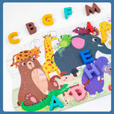 TD® Puzzle animal alphabet éducation de la petite enfance illumination parent-enfant puzzle jouet en bois cognitif multidimensionnel