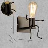 TD® Support murale pour ampoule lampe en fer forgé rétro chambre de chevet allée simple créative puissance noir design original salo