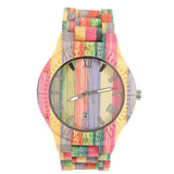 TD® Montre Quartz en Bambou Montre Couple Avec Color bambou Watch band Couleurs multiples