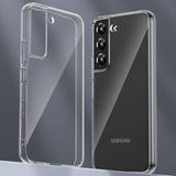 TD® Coque de téléphone transparente anti-empreintes digitales pour Samsung Galaxy S22 + matériau TPU antichoc à texture en métal nu