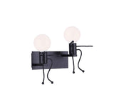 TD® Double Tête Applique Murale Vintage Creative Little People Applique Murale Simple - Noir