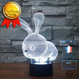TD® Lampe optique poser décoratif tactile couleurs illusion optique - modèle petit lapin - faible consommation câble USB 3 piles AAA