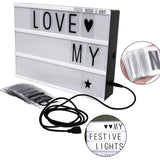 TD® Boite lumineuse cinéma Lampe lanterne décoration message personnalisés LED Boîte à lumière 96 lettres Décor Coloris Enseigne (Bl