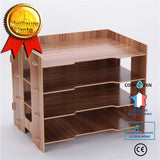 Boîte de rangement A4 multicouche en bois fichier boîte de rangement de bureau étagère d'information fournitures  bureau rang