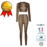 Costume de yoga Costume de yoga de sport Running Fitness Bodybuilding Imprimé léopard Costume yoga serré Costume sport Femmes