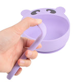 TD® Bol en silicone de qualité alimentaire pour enfants nourrissant des couverts bébé cuillère fourchette ours ventouse