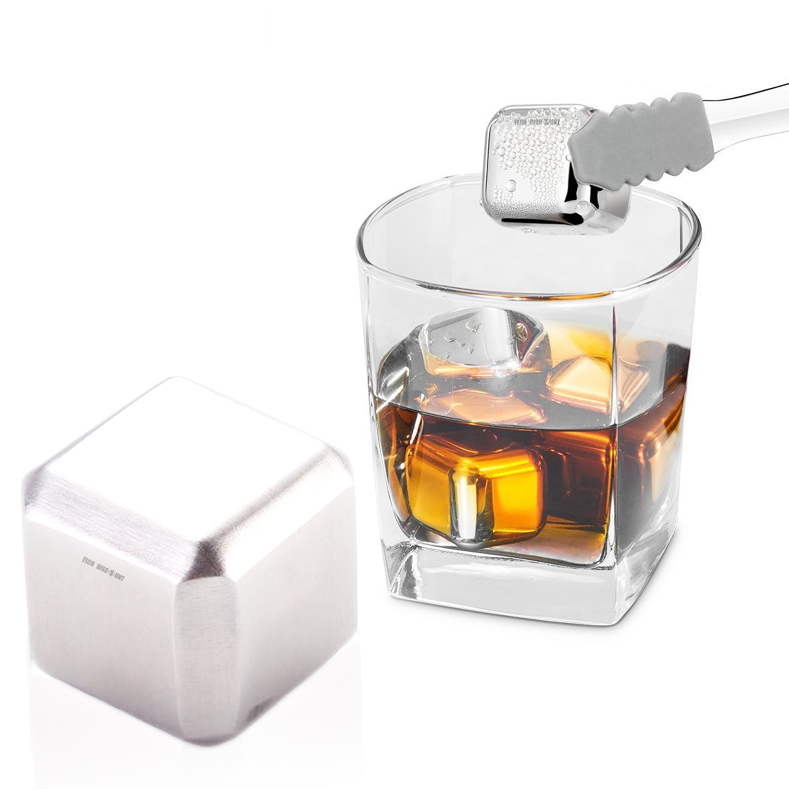 TD® Lot 8 cube glaçon acier inoxydable réutilisable Ice cube à glace refroidissement congélateur Whisky Vodka bière vin blanc cockta