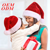 TD® Chapeau de Noël épais en peluche décorations de Noël pour adultes long chapeau en peluche rouge et blanc en peluche