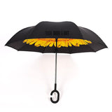 TD® Parapluie droit inversé de voiture de type C pluie parapluie en vinyle double couche pluie et brillance parapluie à double usage