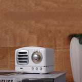 TD® Mini Haut-Parleur Bluetooth V4.1 Vintage Enceinte Acoustique Hifi Stéréo Portable Sans Fil - Blanc
