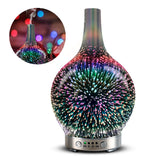 TD® Humidificateur créatif 100 ml diffuseur d'arôme en verre 3D coloré LED veilleuse diffuseur d'huile essentielle feux d'artifice