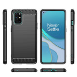 TD® Coque de téléphone en silicone antichoc à motif en fibre de carbone pour OnePlus8T Coque souple de protection brossée tout compr