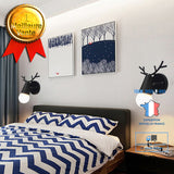 TD® Applique murale rétro moderne en bois, adaptée à la chambre d'enfants, au salon, à la table de chevet, bleue (sans ampoule E27)