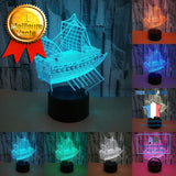 TD® Lampe optique poser décoratif tactile 7 couleurs illusion optique - modèle bateau - faible consommation câble USB ou 3 piles AAA