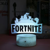 TD® 3D Lampe Illusions Fortnite Jeu Logo Lampe Veilleuse LED USB 7 Couleurs Télécommande Touch Chambre Décoration Lamp de Table Cade
