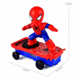TD® 21cm Spiderman Iron Man Scooter Stunt Rotatif Tricycle Otto Bat Fall Jouet Électrique