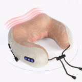 TD® Oreiller de massage en forme de U rechargeable portable masseur de colonne cervicale compresse chaude oreiller de cou à la maiso