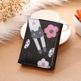 TD® Portefeuille Court À Motif Fleurs et Lapin Femme Sac à Main Porte-cartes Noir Léger Multi-Poches/ Belles Finitions /Originalité