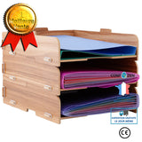 Plateau de classement en bois, support de stockage de cadre, barre de classement de bureau à trois couches, support de classe