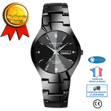 INN® Montre Coffret Cadeau Montre à Quartz Montre Cadran Noir Montre Homme Mode Casual Montre Homme Calendrier Montre Cadeau De Vaca