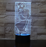 TD® Décoratif USB Femmes 7 Couleurs Télécommande Illusion Optique Veilleuse 3D Visualisation Tableau Lampes De Bureau 3D Glo MN54474