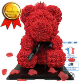 TD® Saint Valentin fleur artificielle ours immortel fleur mousse ours rose fleur ours cadeau boîte câlin ours